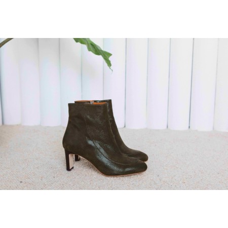 Swann khaki reptile velvet ankle boots du meilleur 