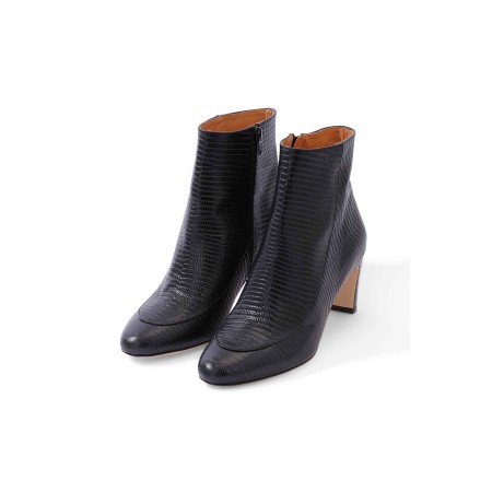 Swann black ankle boots with reptile embossing 50-70% off 