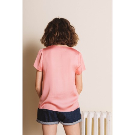 Serena pink satin shirt vente chaude votre 