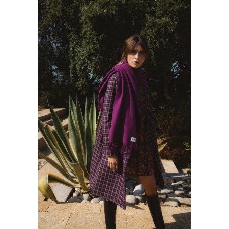 Lenny purple checked coat in recycled wool français