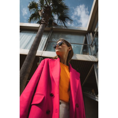 Victorio fuchsia wool coat la chaussure