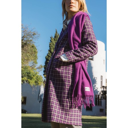 Lenny purple checked coat in recycled wool français