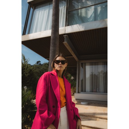 Victorio fuchsia wool coat la chaussure