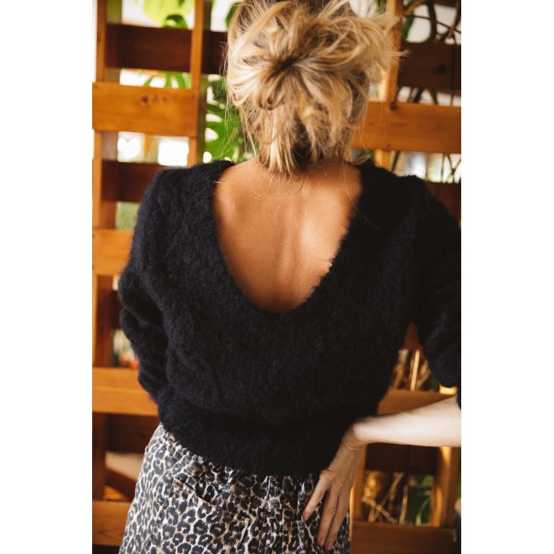 Lucian black mohair and alpaca jumper JUSQU'A -70%! 