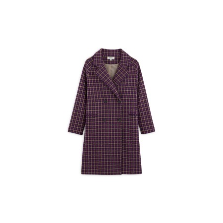 Lenny purple checked coat in recycled wool français