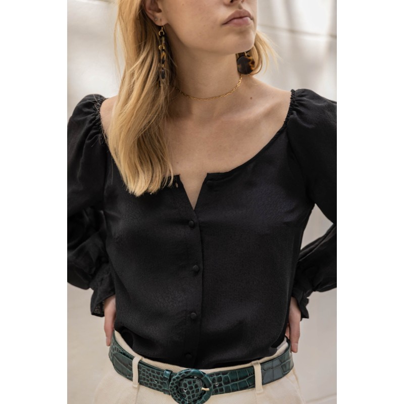 Isylda black jacquard shirt plus qu'un jeu 