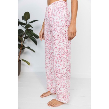 Onirique trousers in toile de Jouy print linen en linge