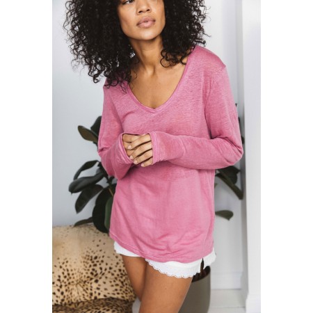 Orage pink linen T-shirt la livraison gratuite