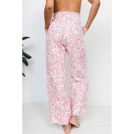 Onirique trousers in toile de Jouy print linen en linge