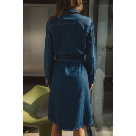 Brigitte denim blue midi dress chez Cornerstreet bien 