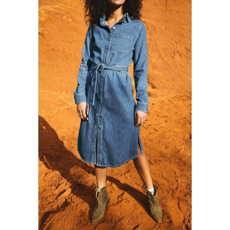 Brigitte denim blue midi dress chez Cornerstreet bien 