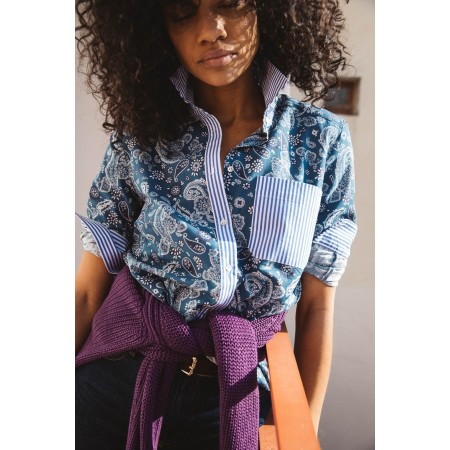 Blue striped bandana print Ulysse shirt acheter en ligne