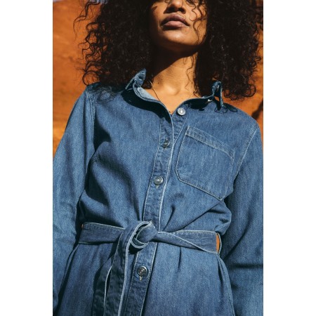 Brigitte denim blue midi dress chez Cornerstreet bien 