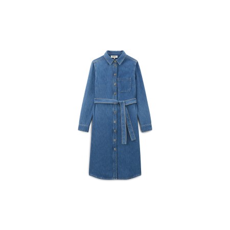 Brigitte denim blue midi dress chez Cornerstreet bien 