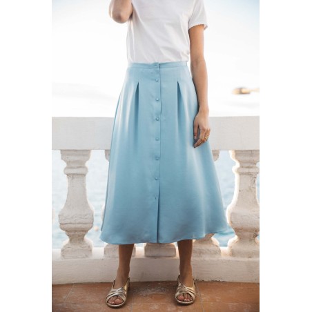 Blue satin Assia skirt les ctes