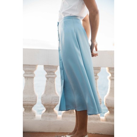 Blue satin Assia skirt les ctes