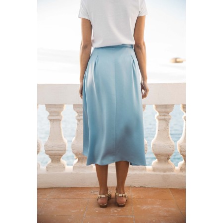 Blue satin Assia skirt les ctes