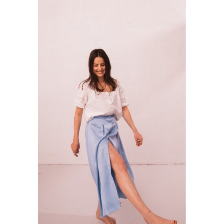 Blue satin Assia skirt les ctes