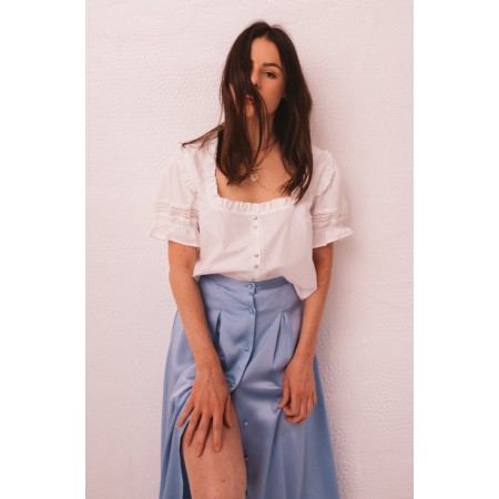 Blue satin Assia skirt les ctes