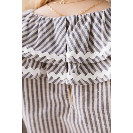 Récif blouse with blue and gray stripes Pour