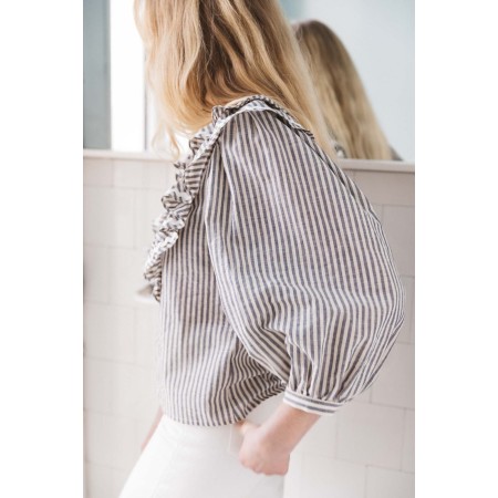 Récif blouse with blue and gray stripes Pour