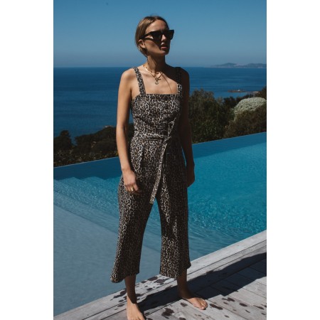 Taline leopard jumpsuit soldes