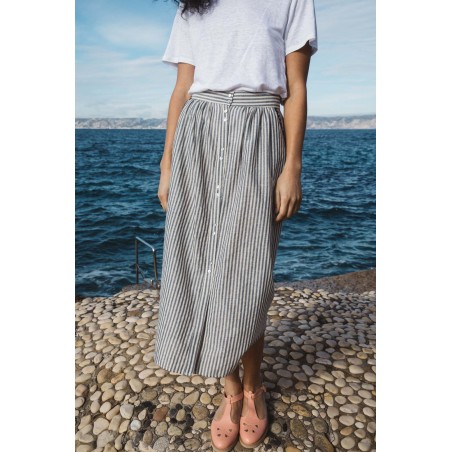 Blue and gray striped Sally skirt offre 