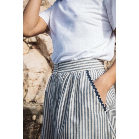 Blue and gray striped Sally skirt offre 