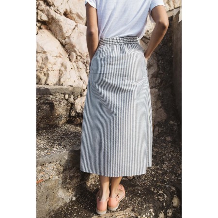 Blue and gray striped Sally skirt offre 