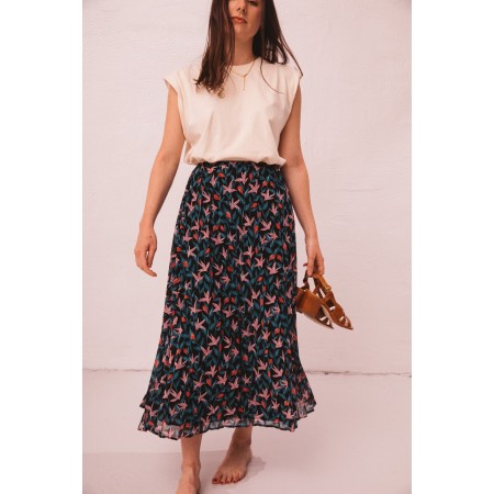 Natasha hibiscus print skirt brillant des détails fins