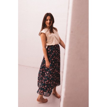 Natasha hibiscus print skirt brillant des détails fins