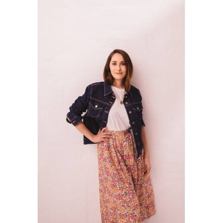 Sally skirt with solar flower print ouvre sa boutique