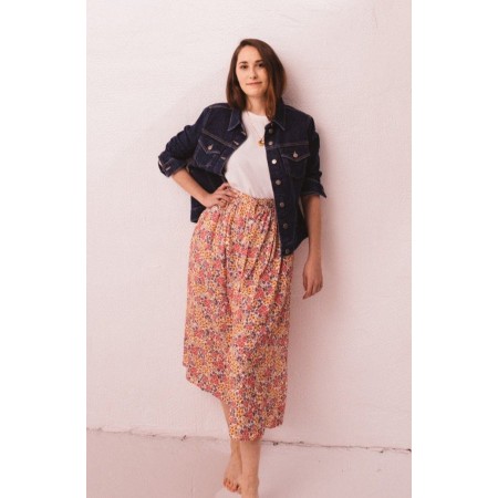 Sally skirt with solar flower print ouvre sa boutique