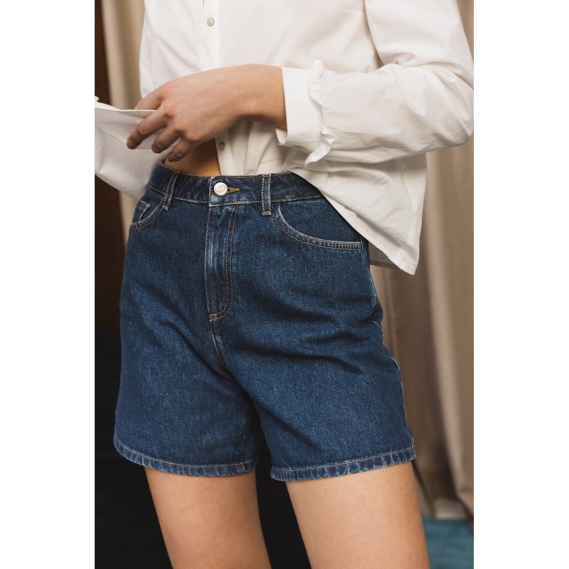 Maylone denim blue midi shorts Livraison rapide