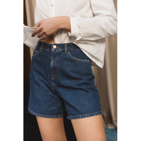 Maylone denim blue midi shorts Livraison rapide