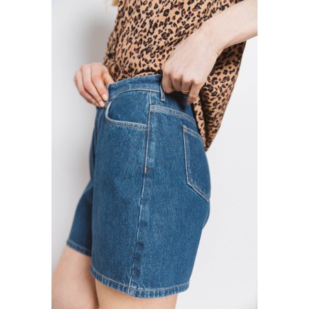 Maylone denim blue midi shorts Livraison rapide