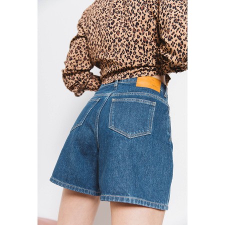 Maylone denim blue midi shorts Livraison rapide