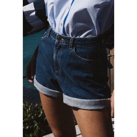 Maylone denim blue midi shorts Livraison rapide