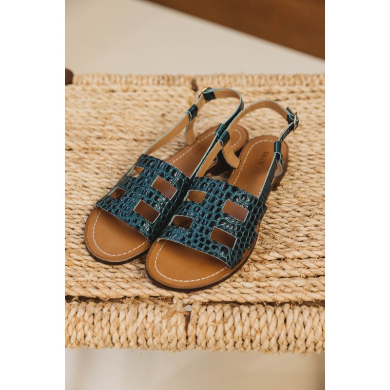 Embossed green Zagara sandals meilleur choix