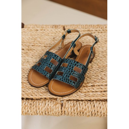 Embossed green Zagara sandals meilleur choix