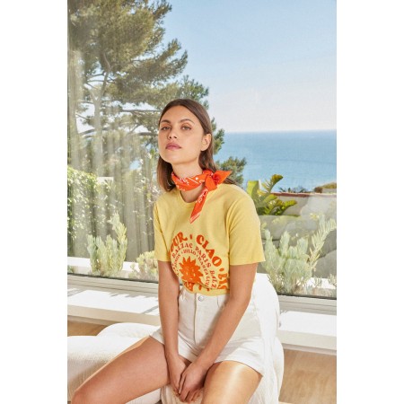 Tee-shirt Bree Bonjour ciao jaune et orange Economisez 