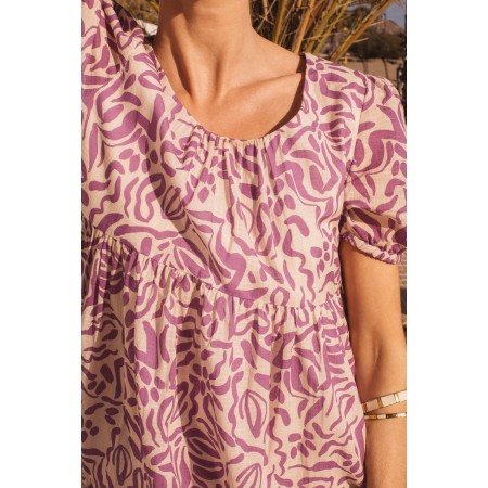 Farandole dress with purple coral print solde