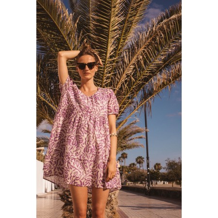 Farandole dress with purple coral print solde