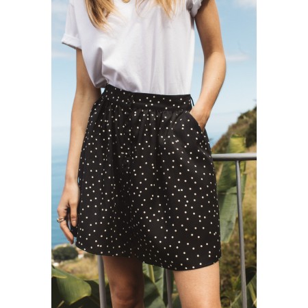 Thaïs black and white polka dot skirt s'inspire de l'anatomie humaine