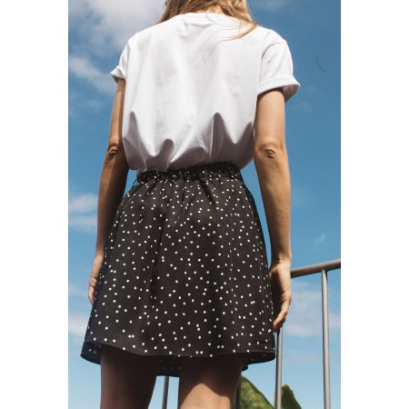 Thaïs black and white polka dot skirt s'inspire de l'anatomie humaine