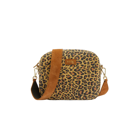 Leopard Caesar bag with leather handle prix