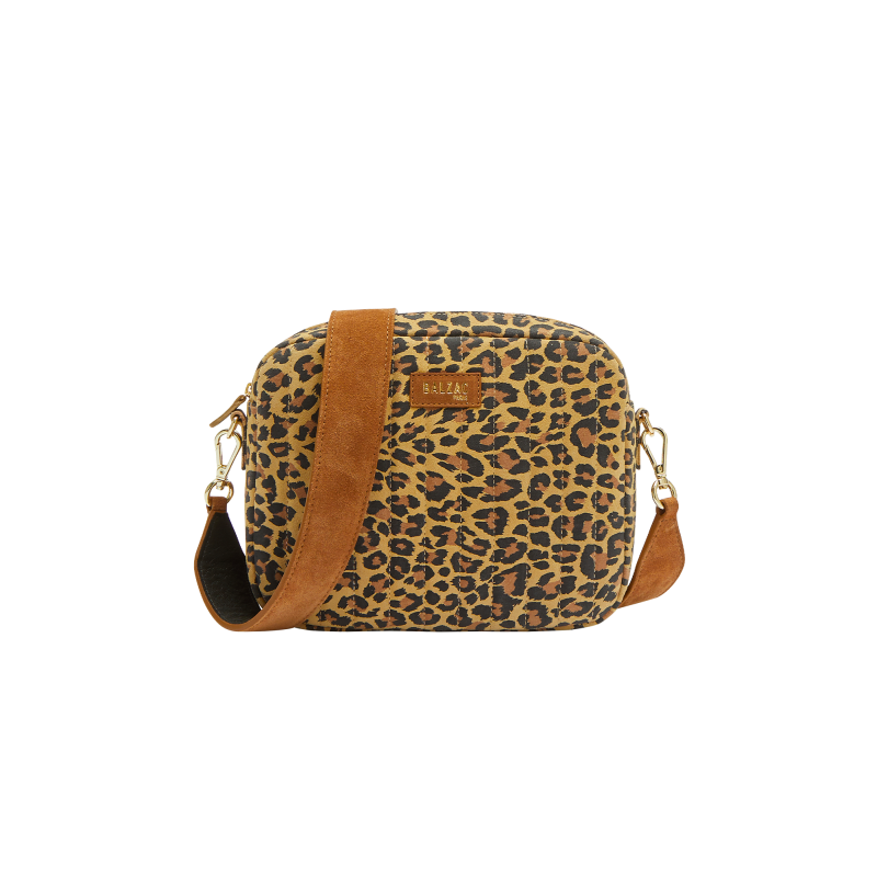 Leopard Caesar bag with leather handle prix