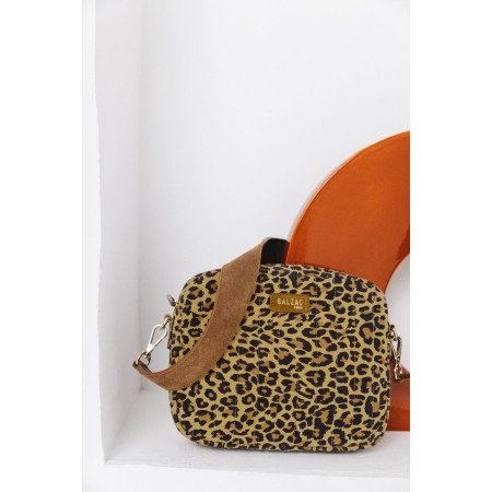 Leopard Caesar bag with leather handle prix