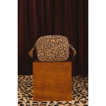 Leopard Caesar bag with leather handle prix