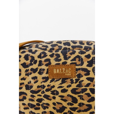 Leopard Caesar bag with leather handle prix